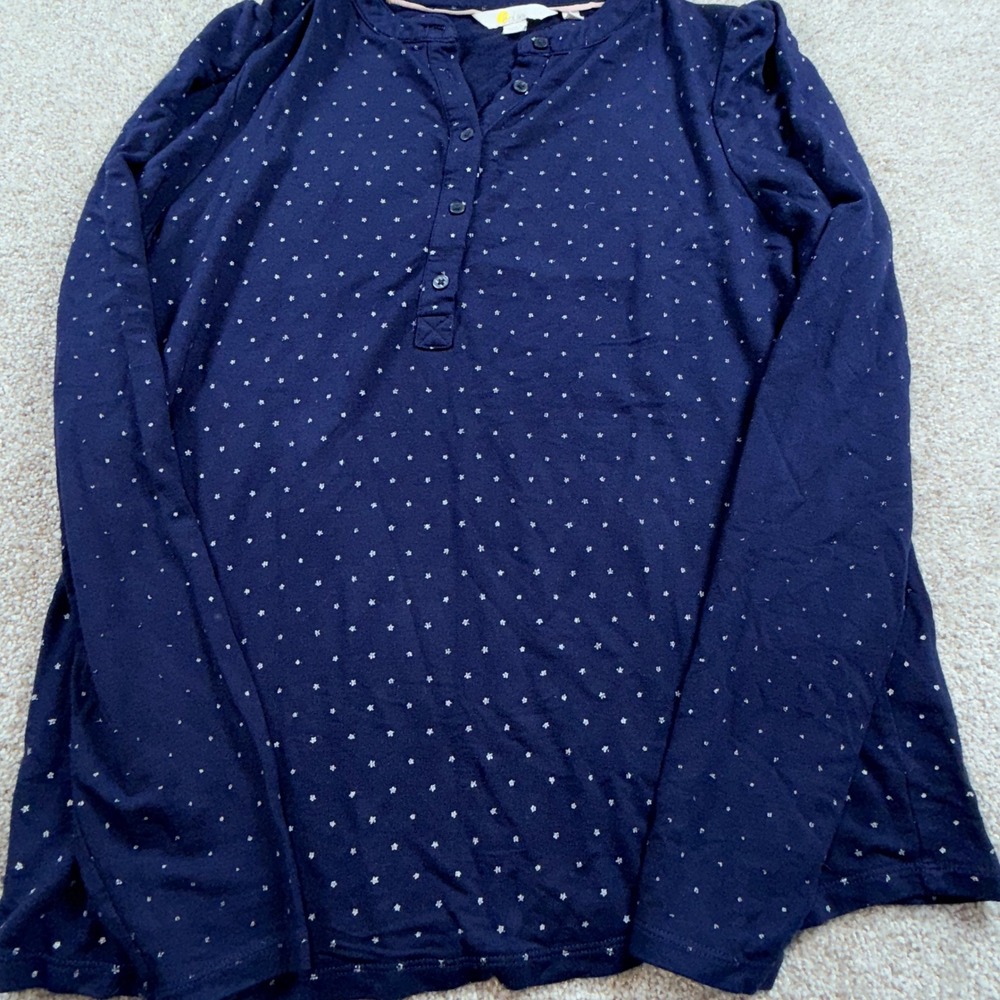 Boden Womens Navy Blue Star Print Henley Pajama Set Long Sleeve 2 Piece PJ Set 6 - Picture 2 of 13